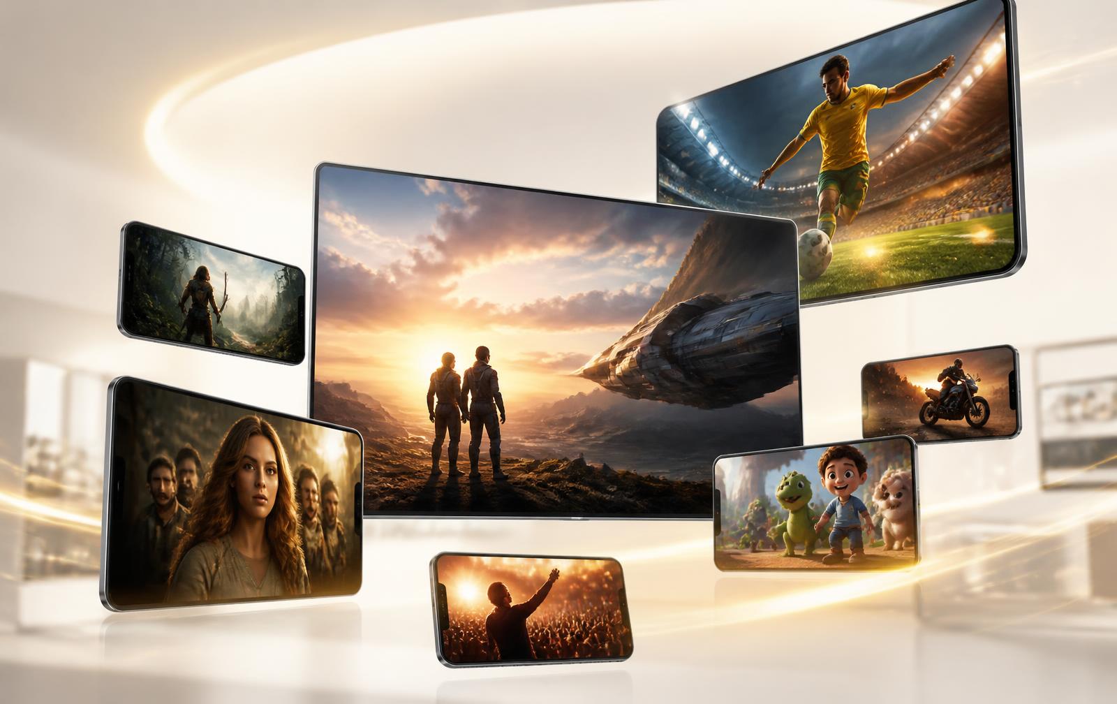 Telas exibindo canais, filmes e esportes do UniTV